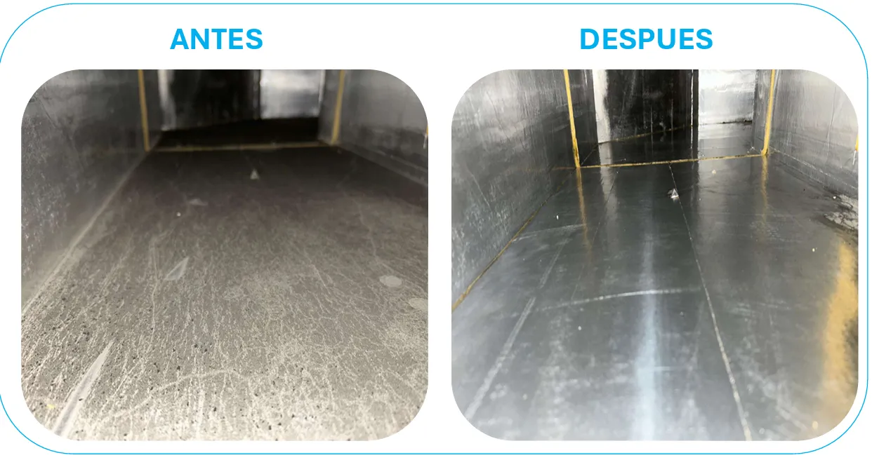 Antes y después de limpieza de conductos